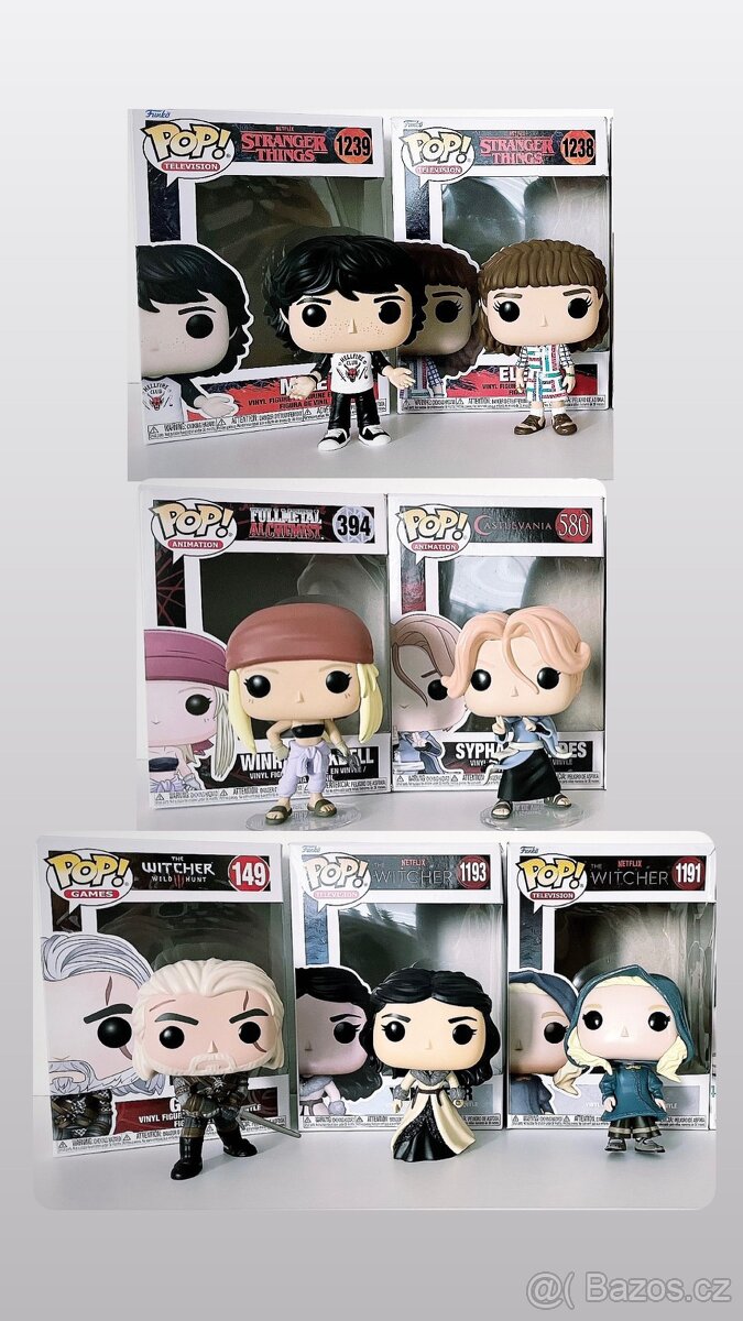 Funko pop - Witcher, stranger things atd.