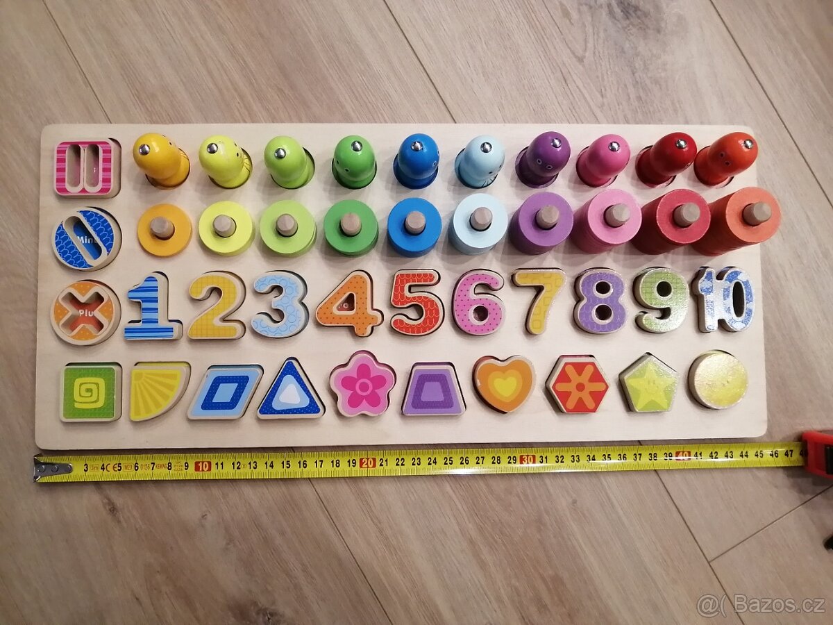 ECOTOYS Dřevěné vkládací počítadlo 4v1