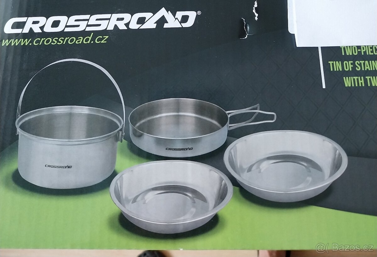 Crossroad nerezový ešus dvoudílný s 2 talířky