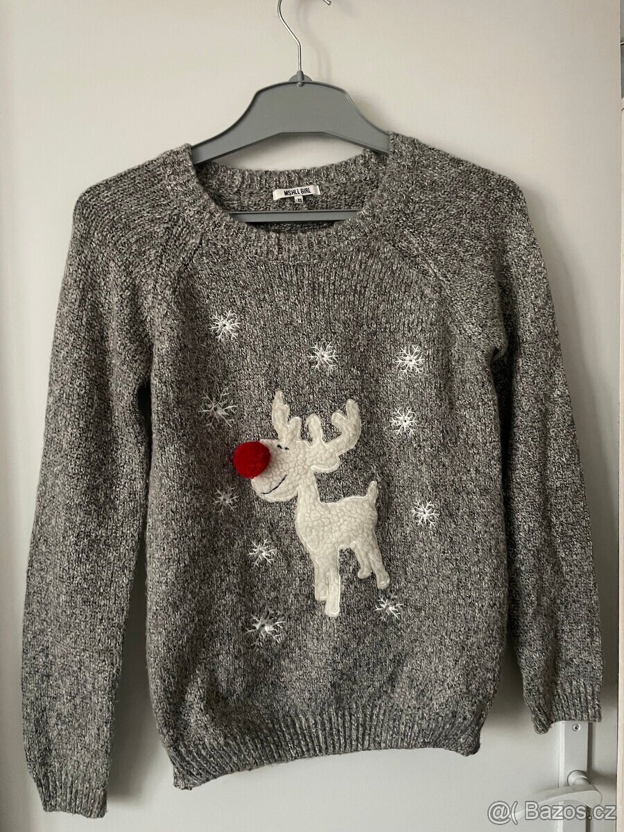 Dámský vánoční svetr se sobem