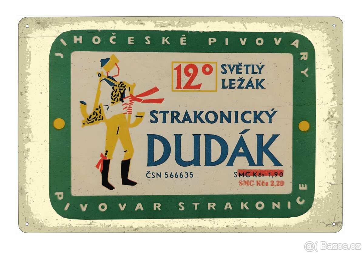 plechová cedule - Strakonický Dudák 12° (dobová etiketa)