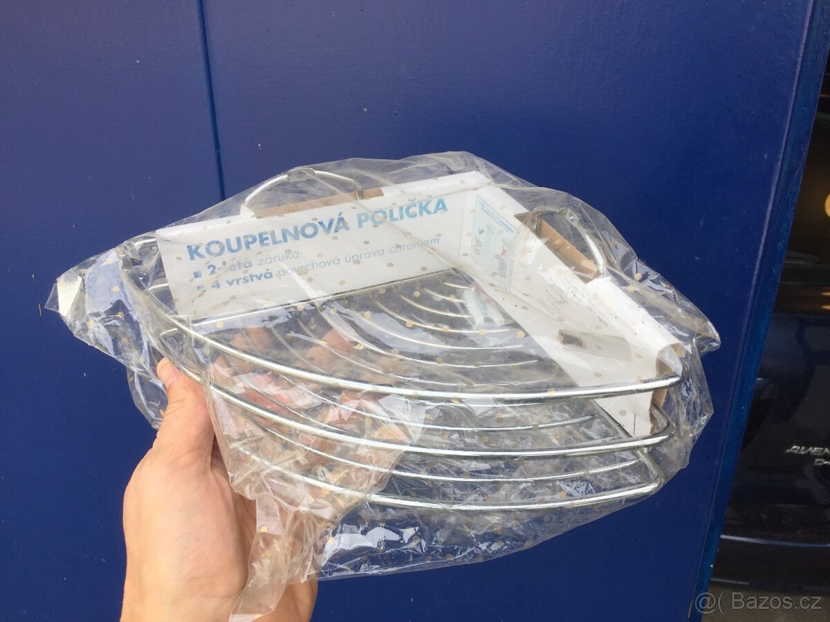 Koupelnová polička, rohová, nerez