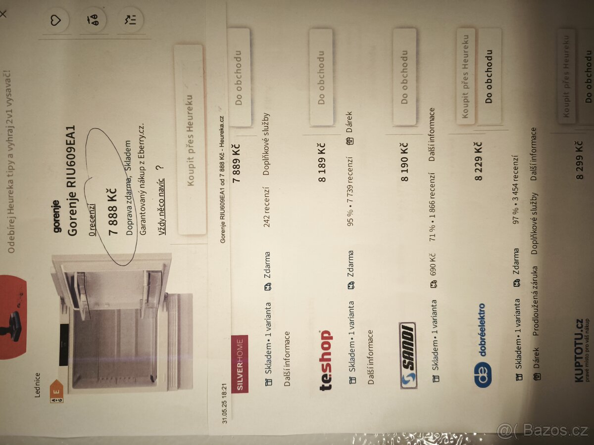 Vestavná lednice Gorenje