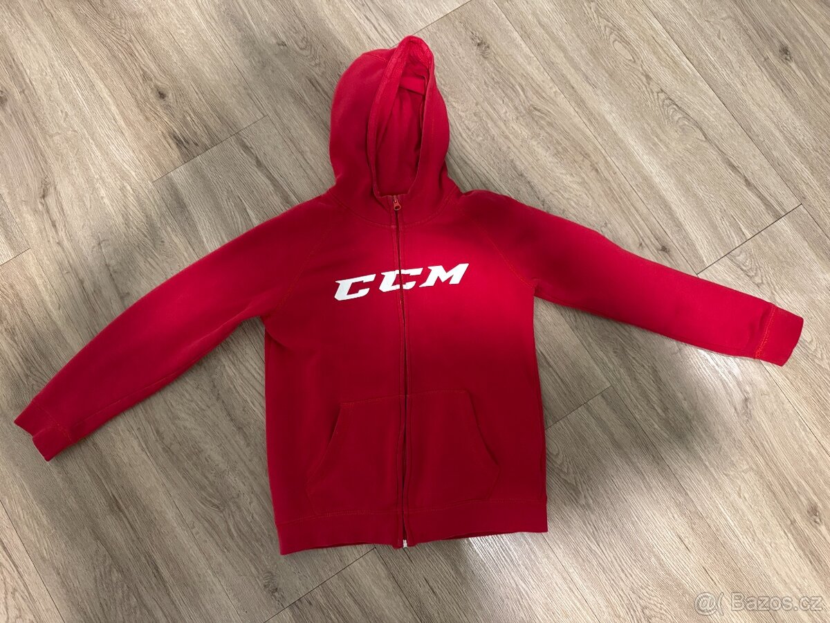 Prodám dětskou mikinu CCM červenou (velikost 150 cm)