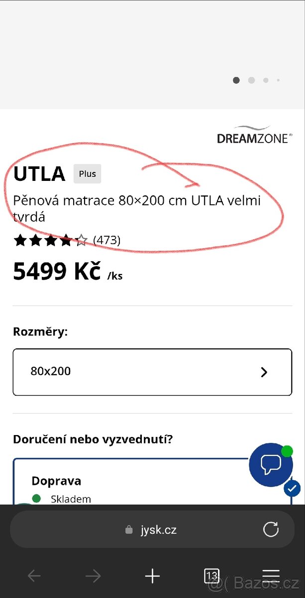Penova Matrace 80x200 tvrdá 2 kusy. (2x pouzita)
