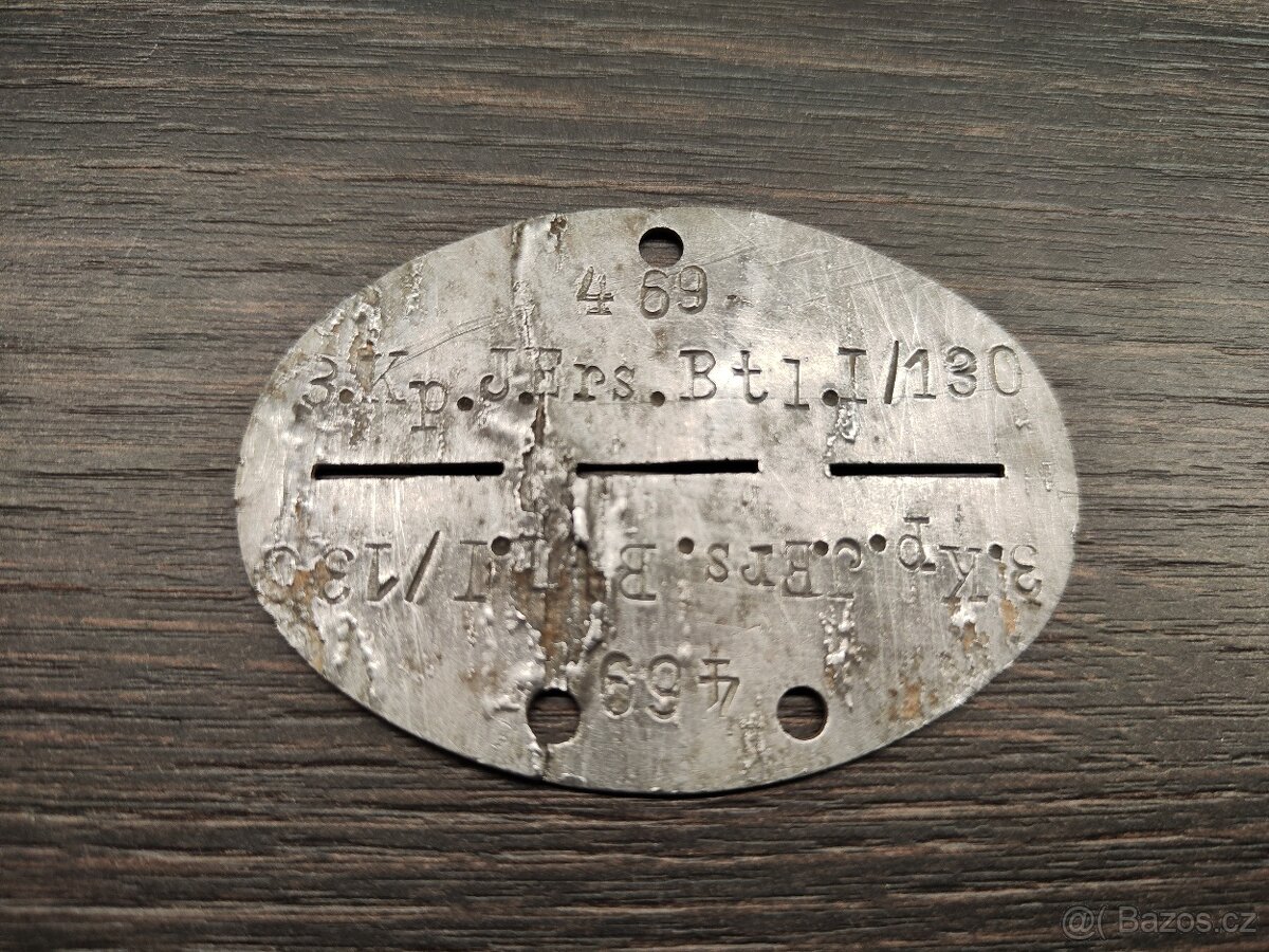 ID vojenská osobní známka Wehrmacht 3.Kp. J.Ers.Btl. I / 130
