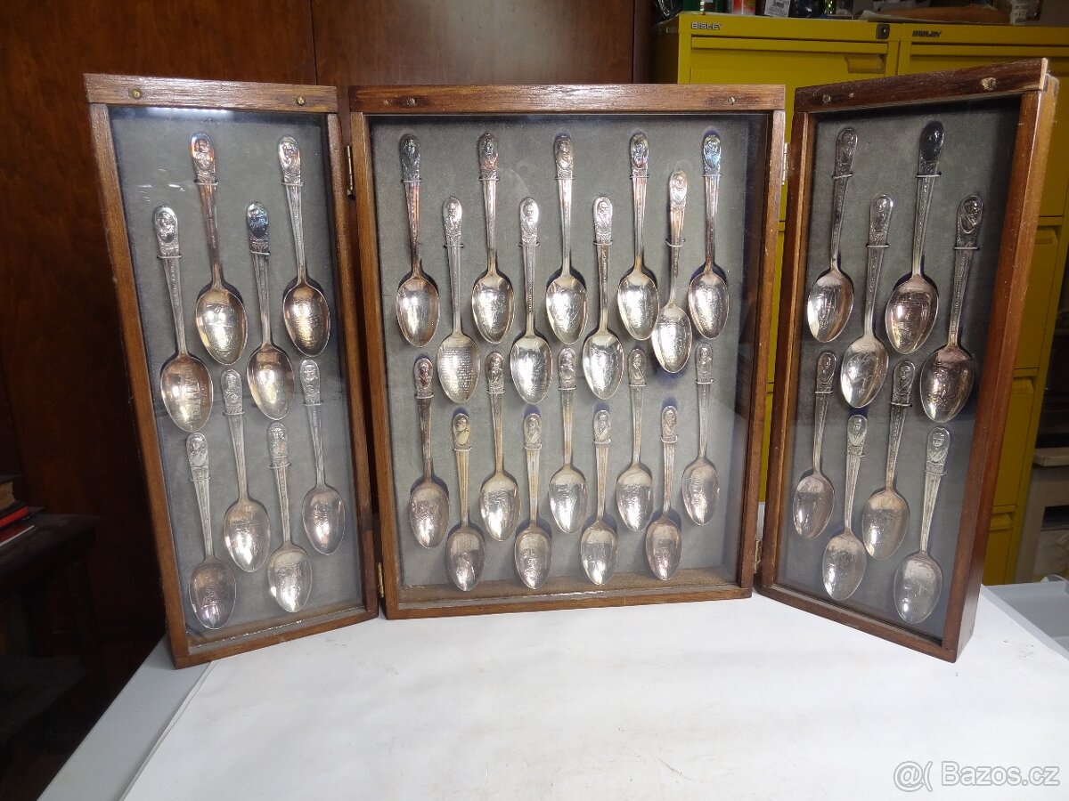 Sada lžic. Vyobrazený Americké prezidenty