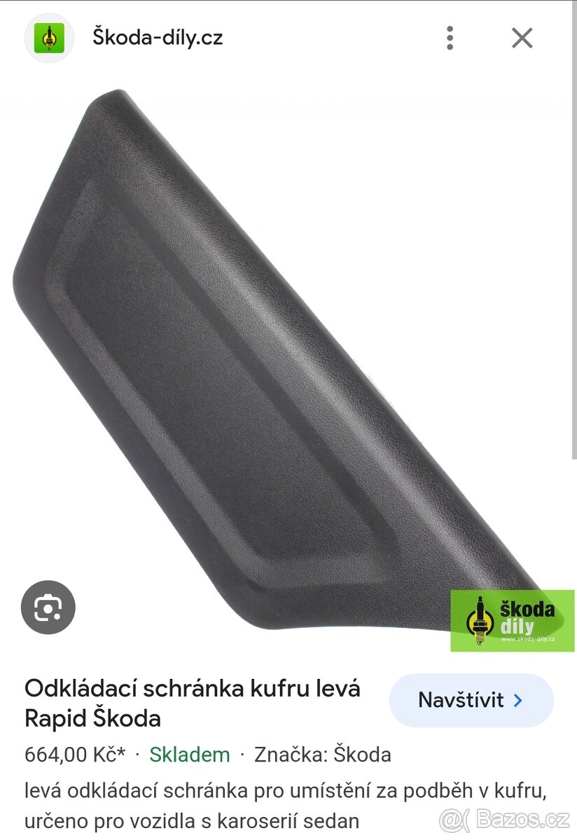 Škoda Rapid Liftback (sedan) odkládací schránky a návod