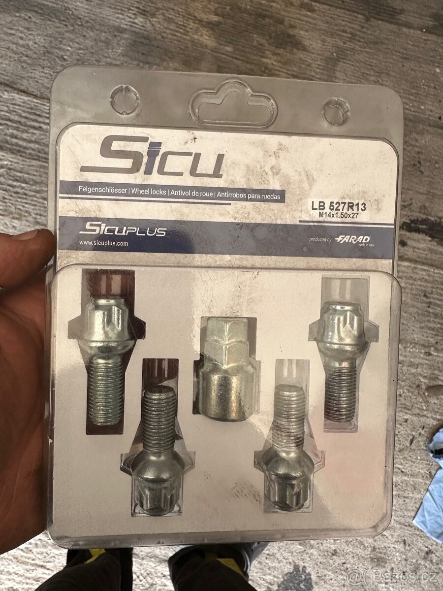 Bezpečnostní šrouby kol M14x1,5x27 radius 13 , VW,Seat,ŠKODA