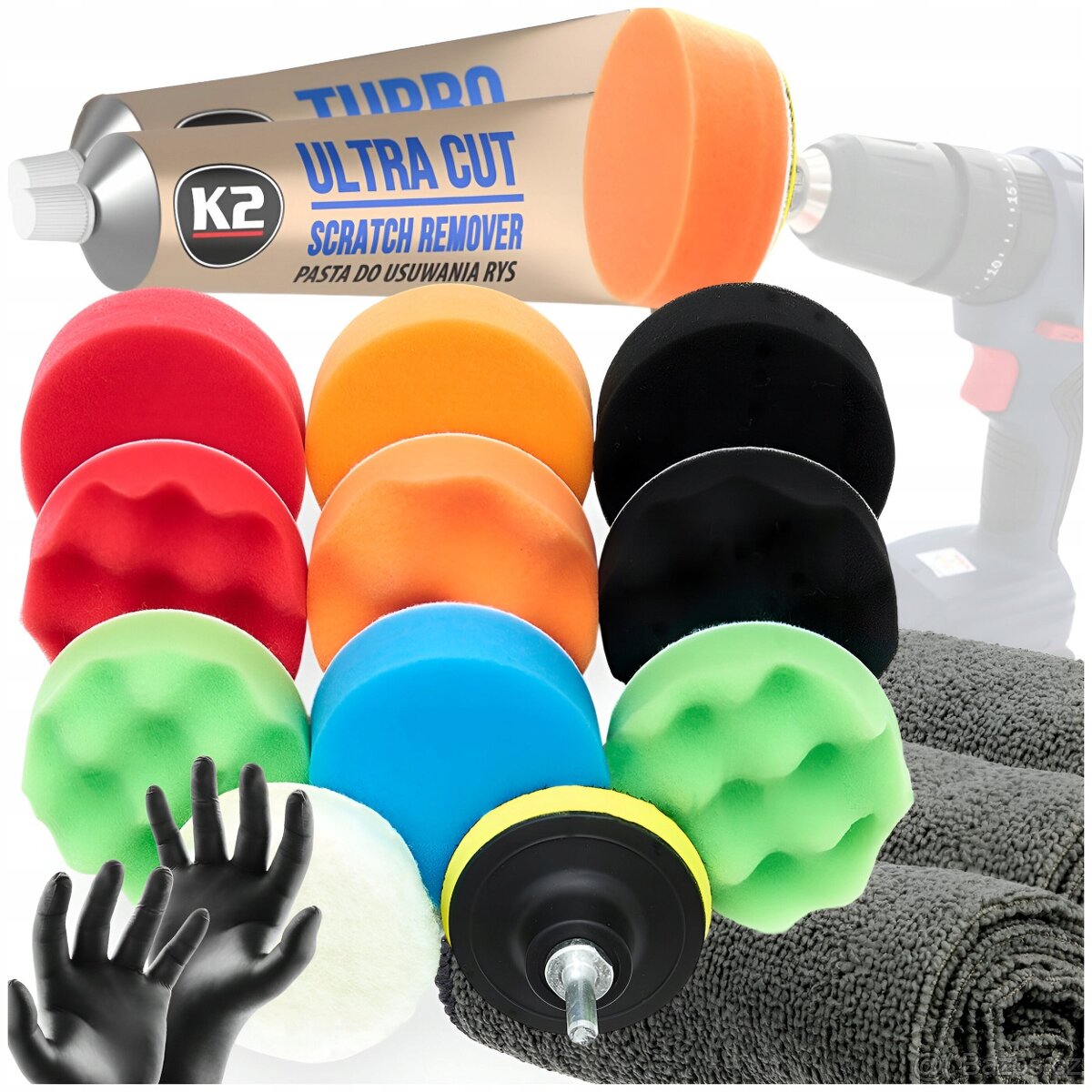 SADA 18ks NA LEŠTĚNÍ LAKU AUTA K2 ULTRA CUT TURBO PRO