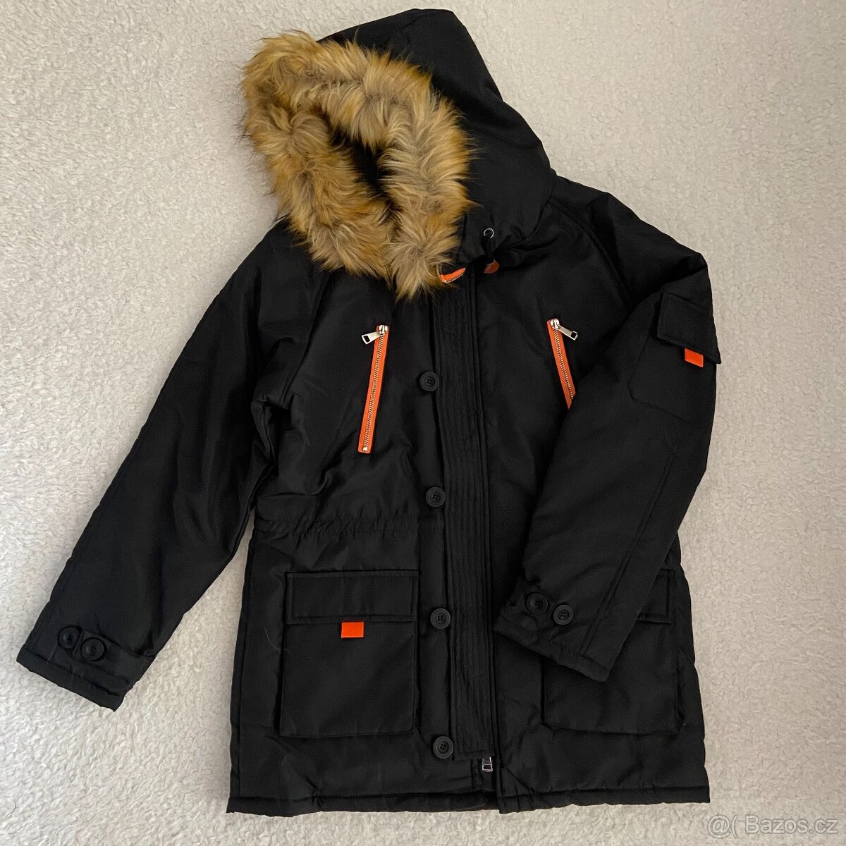 Pánská černá parka bunda s kapucí vel. M/L 48-52 Nová