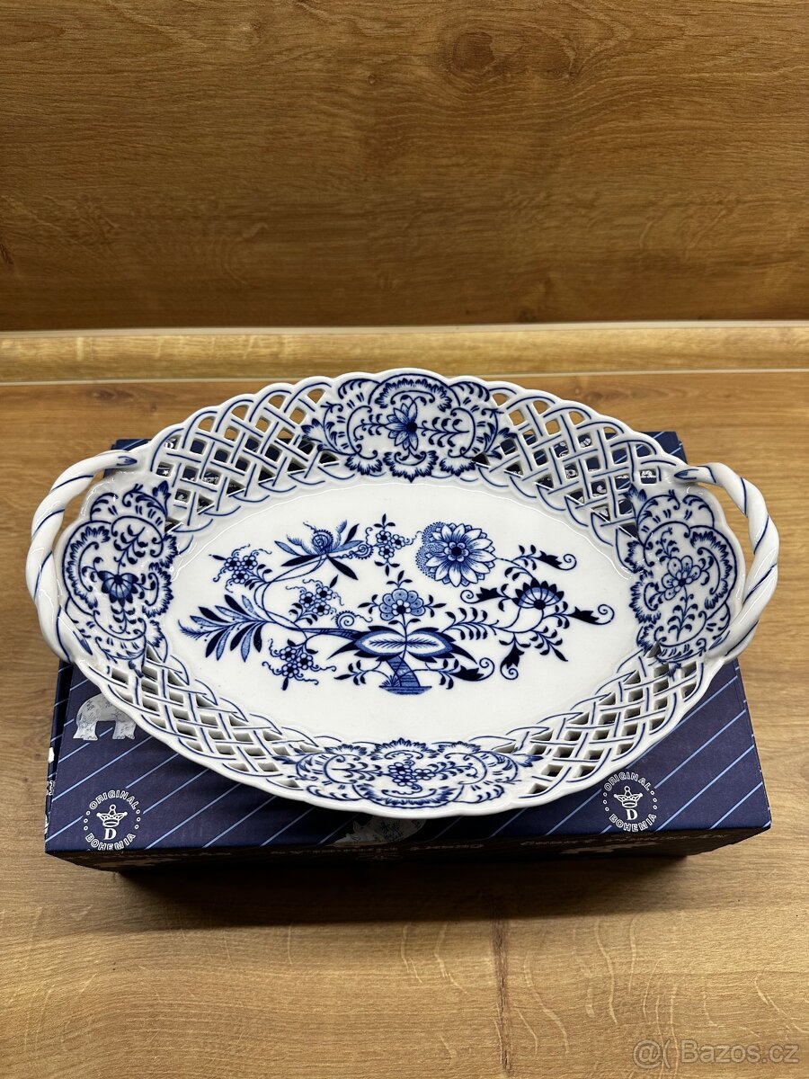 Košík prolamovaný 28cm, Cibulak, originál porcelán Dubí