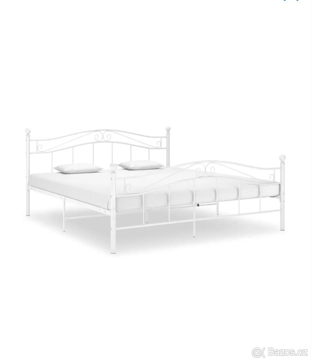 Kovová postel bílá 160x200