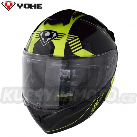 Prodám moto helma Yohe 938 Double Visor Černá/Fluo vel. L