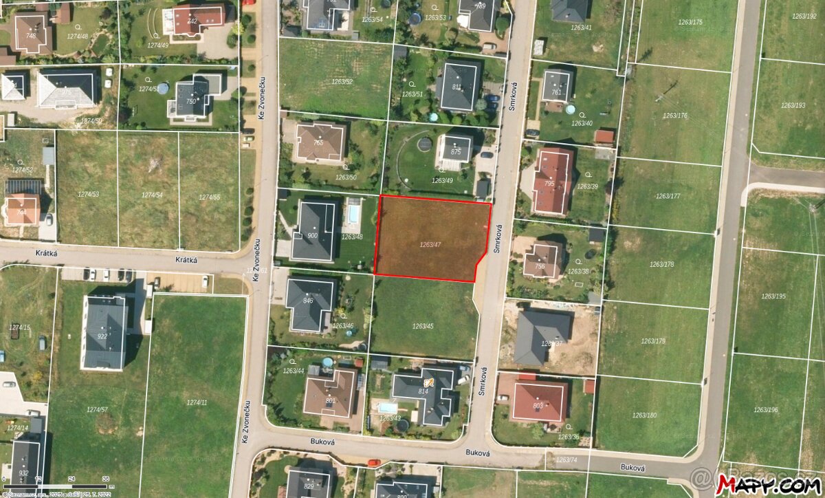 Stavební parcela 1.062 m2 DOKSY U KLADNA