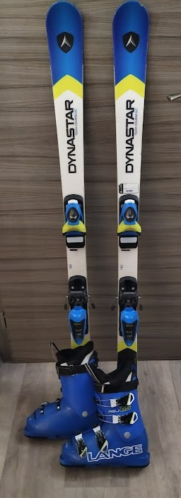 Set - dětské lyže DYNASTAR + přaskáče LANGE