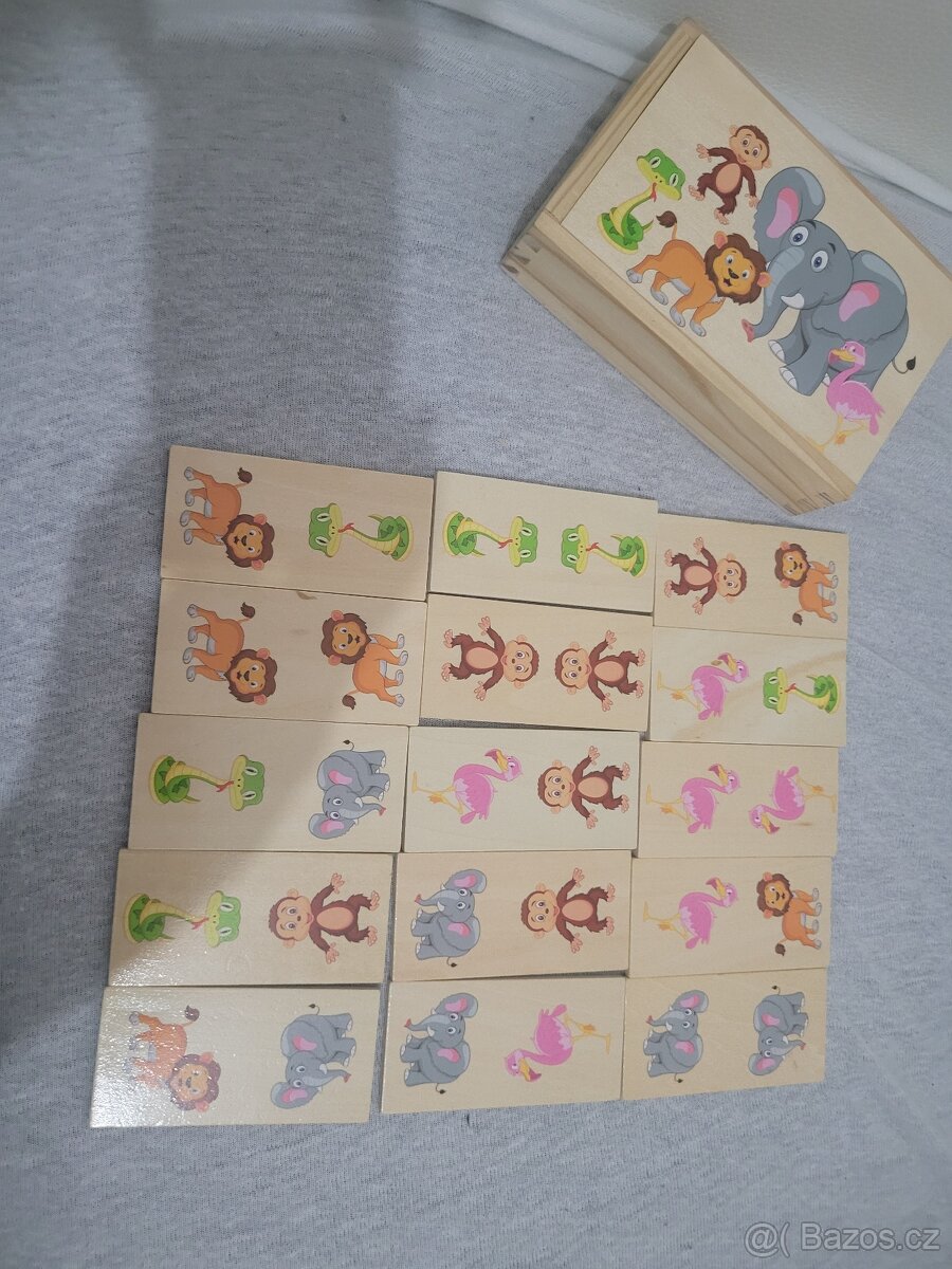 Dřevěné domino se zvířátky