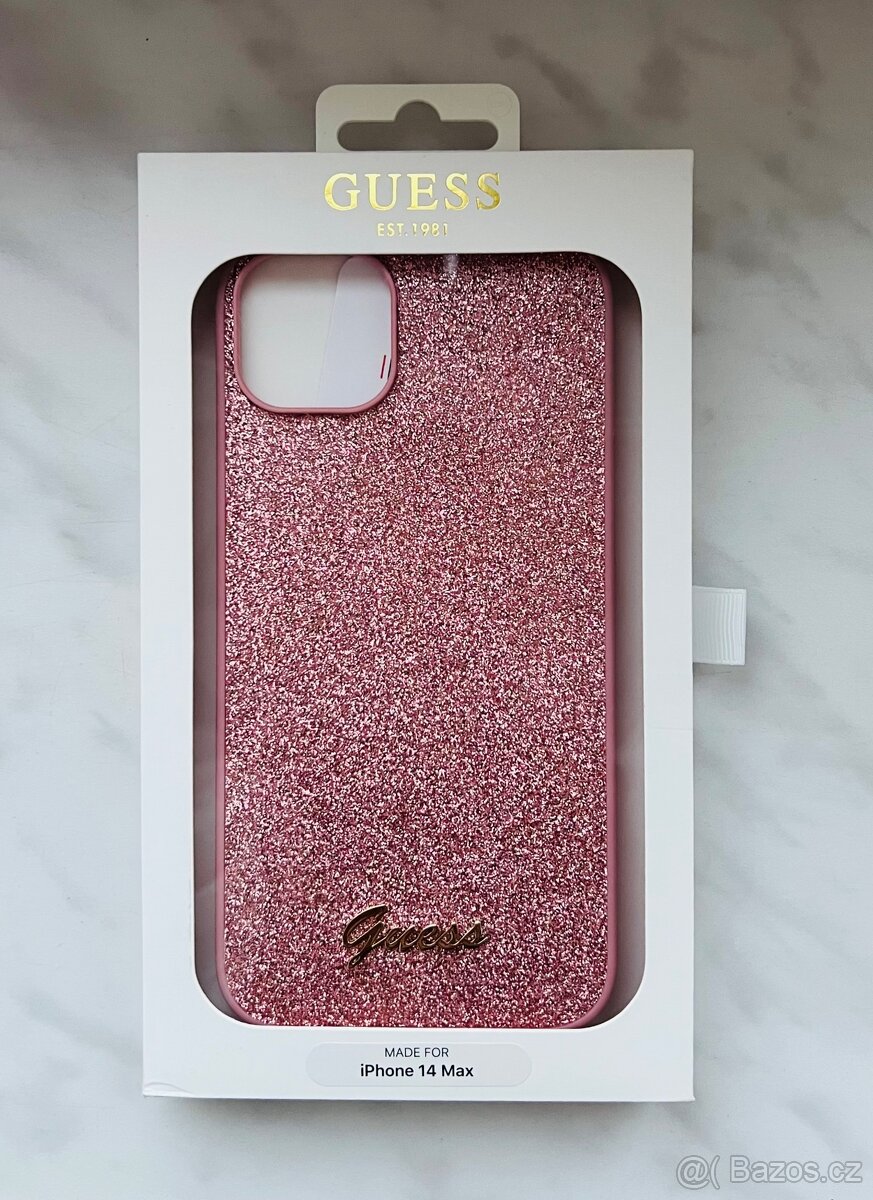 iPhone 14 plus Barbie třpitivý obal pouzdro luxusní Guess