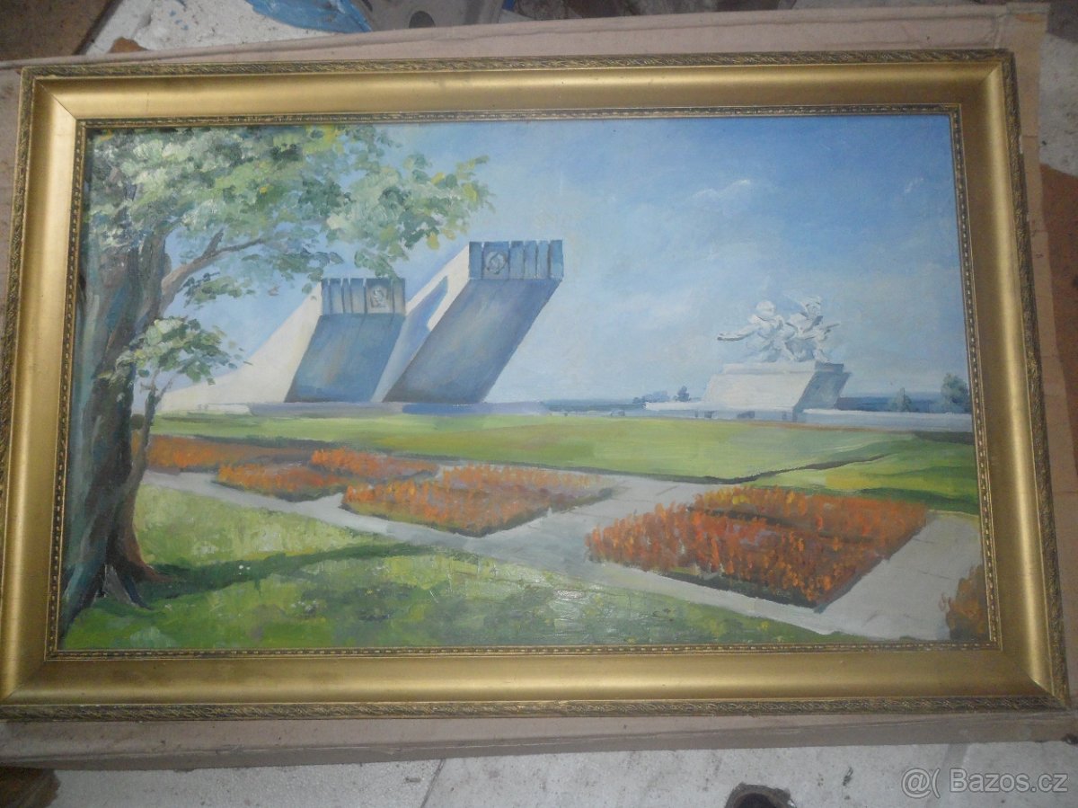 Olej na plátně obraz z období reálného socializmu.