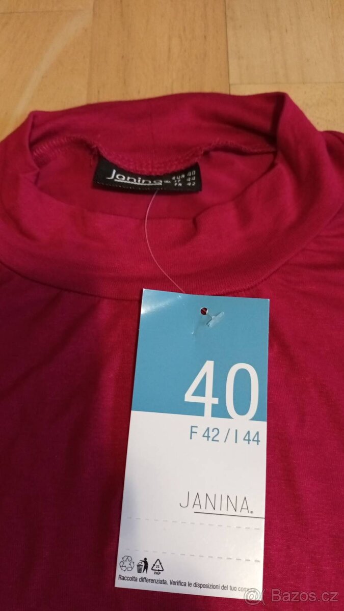 Růžové triko se stojáčkem Janina, vel. 40