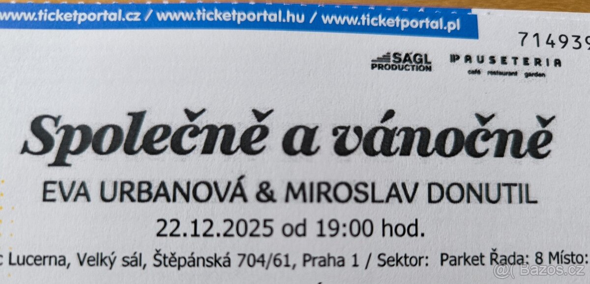 2 vstupenky - Lucerna - Donutil, Urbanová