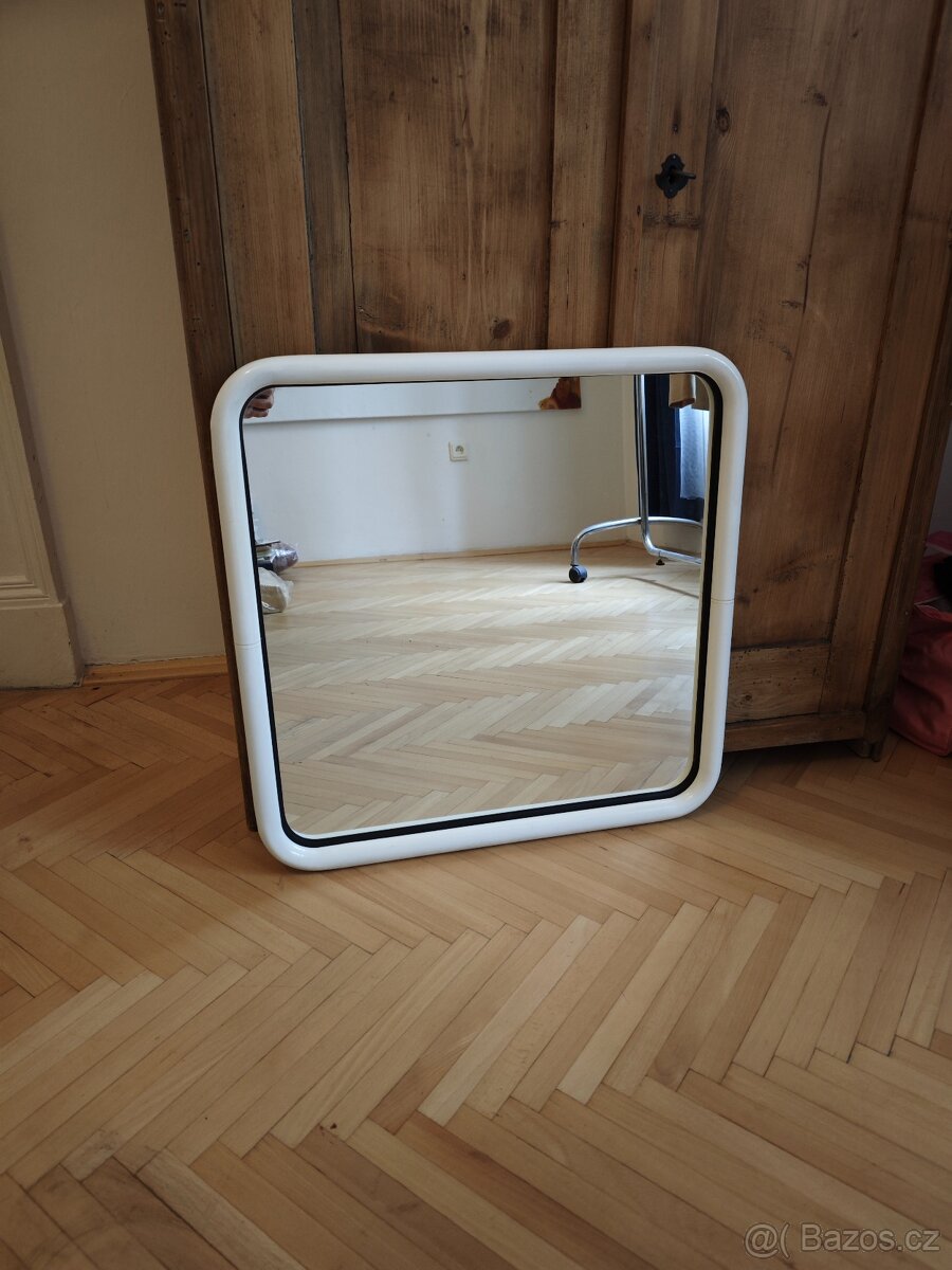Vintage zrcadlo- Bílá lakovaná trubka