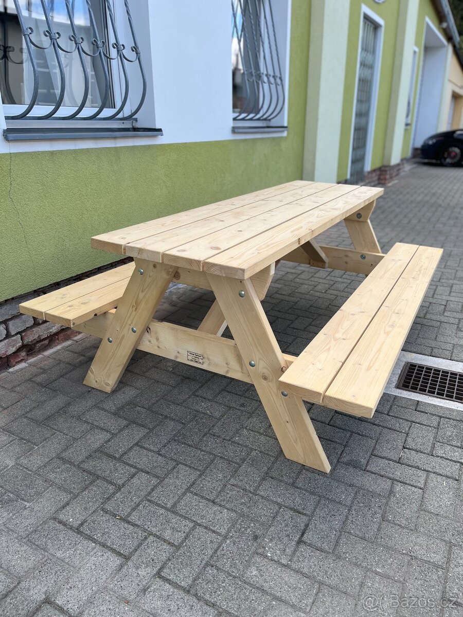 Souprava PIVNÍ SET / ZAHRADNÍ LAVICE - 200 x 140cm SMRK
