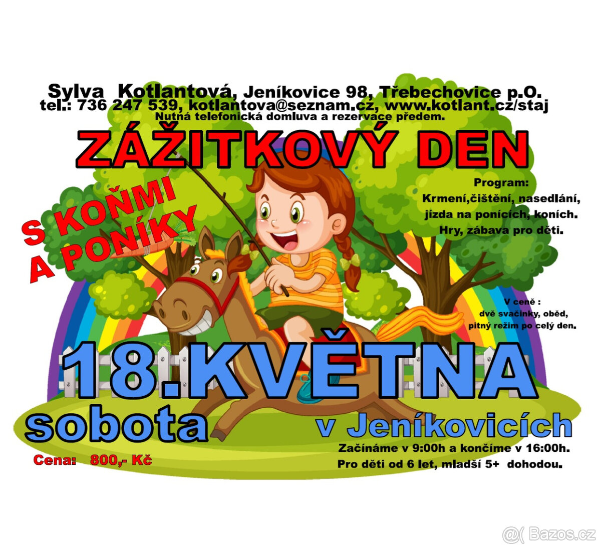 SOBOTNÍ ZÁBAVA pro děti s koňmi a poníky. 18.5. 2024