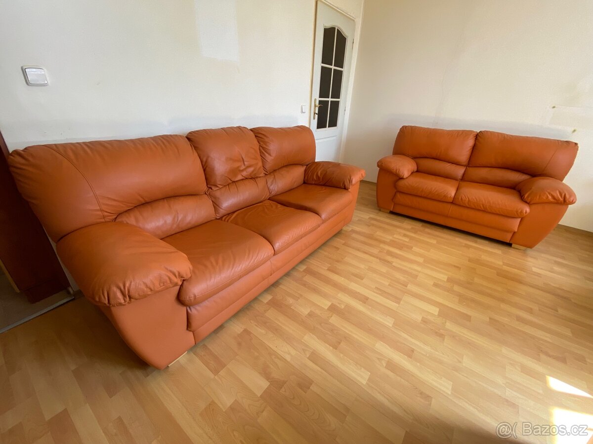 Luxusní kožená sedací souprava ❗PRAVÁ KŮŽE - TOP stav