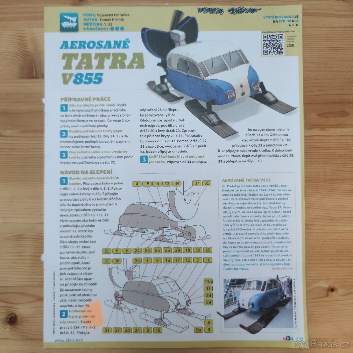 Sada vystřihovánek – aerosaně Tatra V855 a hrad Přimda z ABC