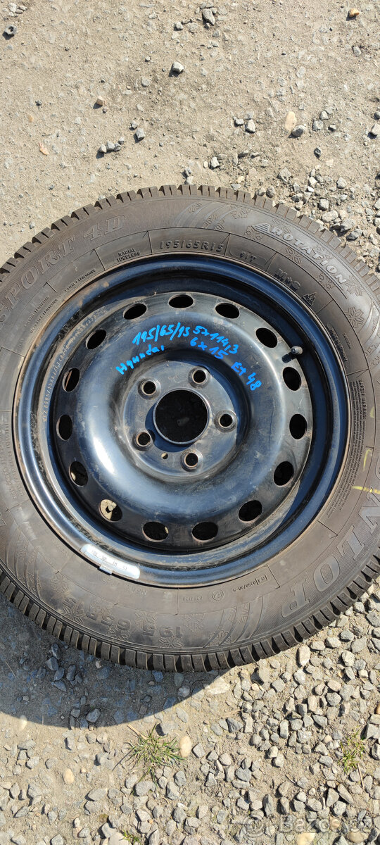 Plechová kola s pneu, Hyundai, Kia 5x114,3, 6Jx15, ET 48.