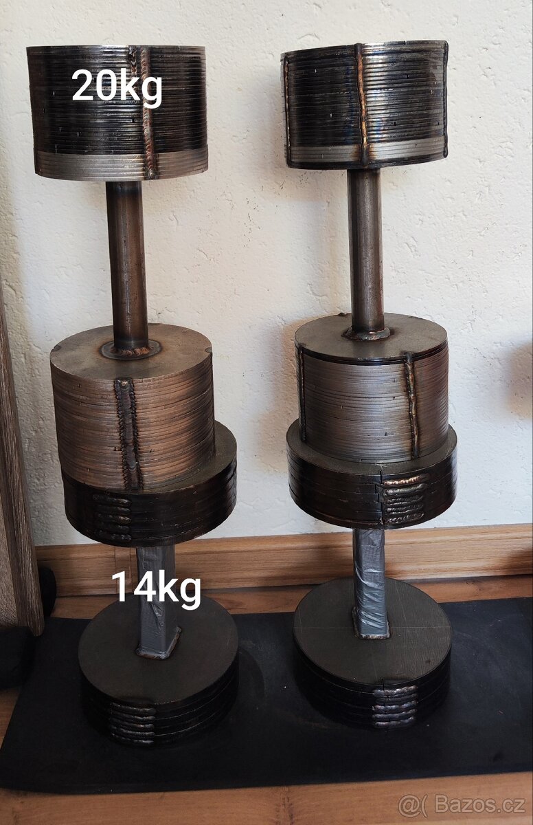 činky jednorucky 20kg a 14kg