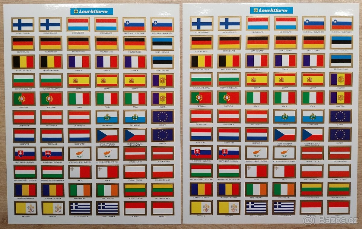 Nálepky do albumu / na listy a pod. k zbierke euromincí