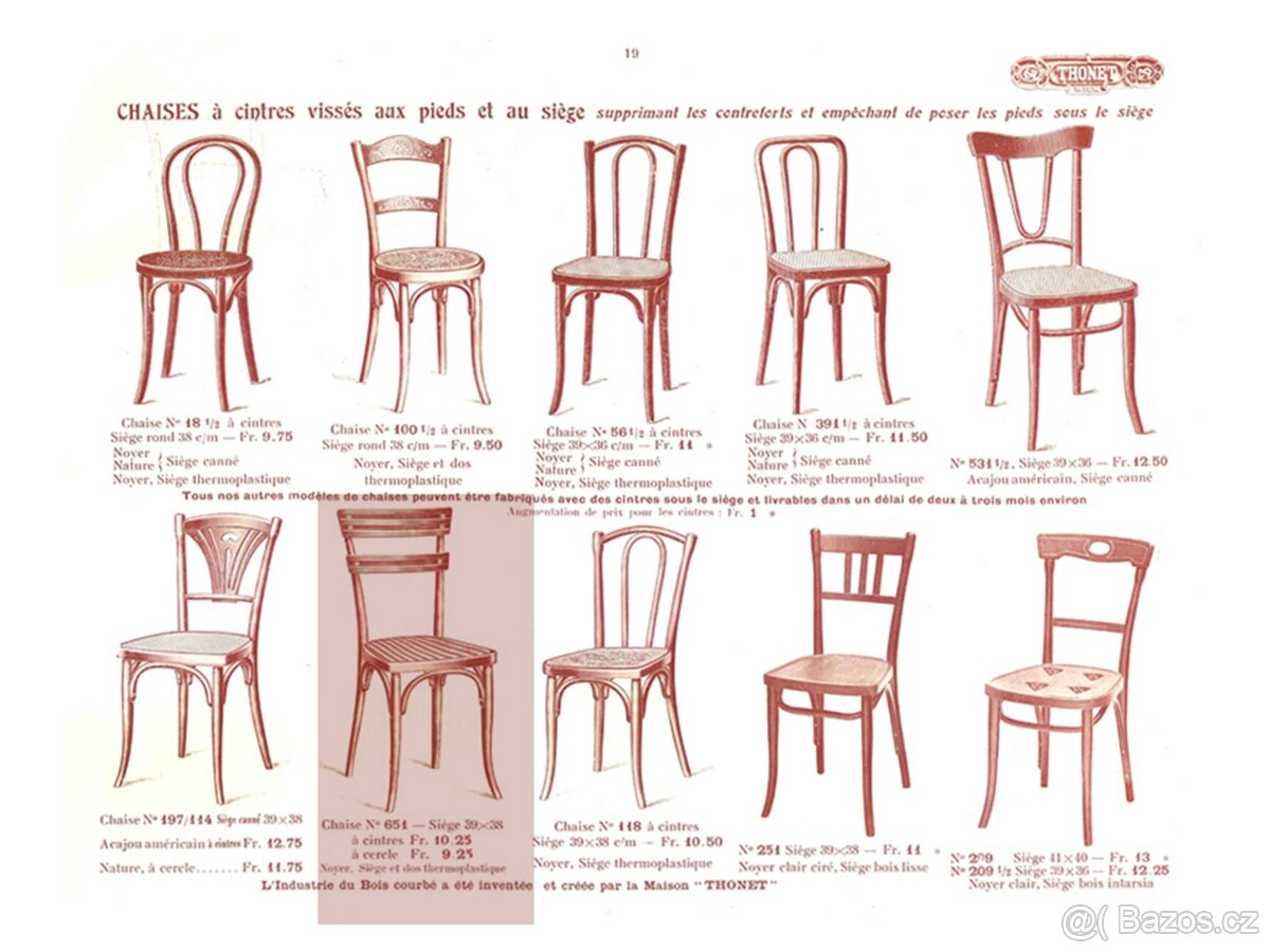 Krásné secesní jídelní +židle GT Thonet, No 654, 4 kusy.