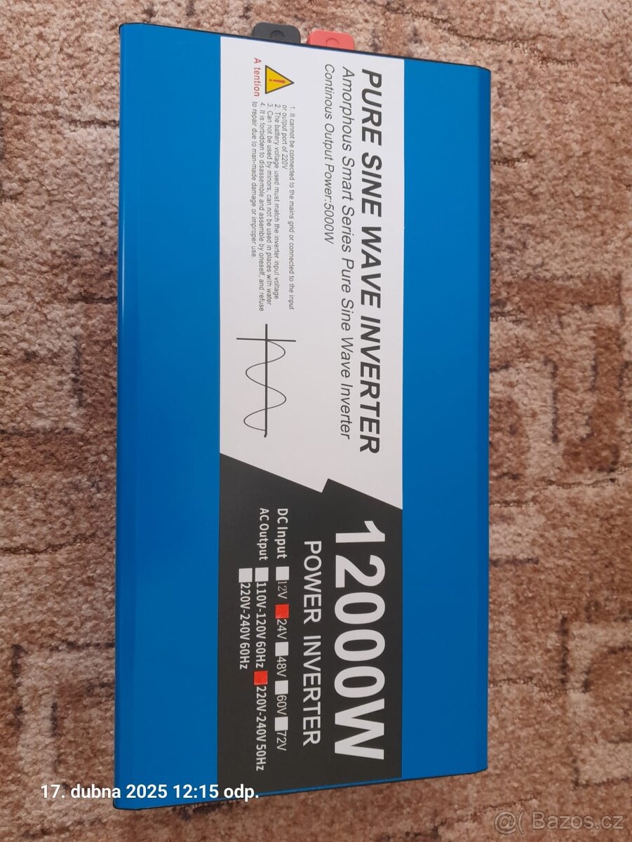 Prodám sinusový měnič napětí 24/230V 5/12kW