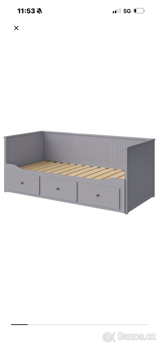 Rozkládací postel Ikea šeda 80x200 Hemnes