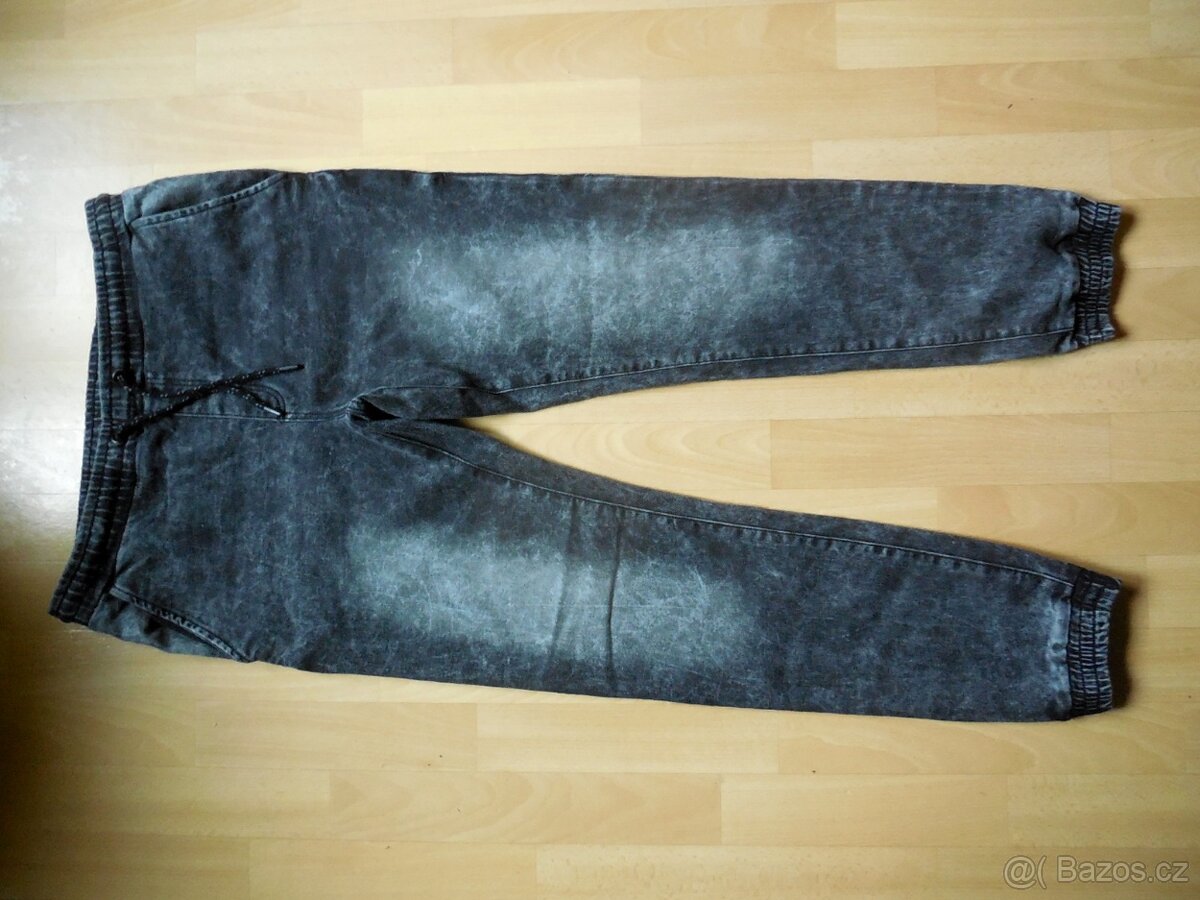 pánské Livergy tm.šedé kalhoty joggers elast.36/L p.90-96cm