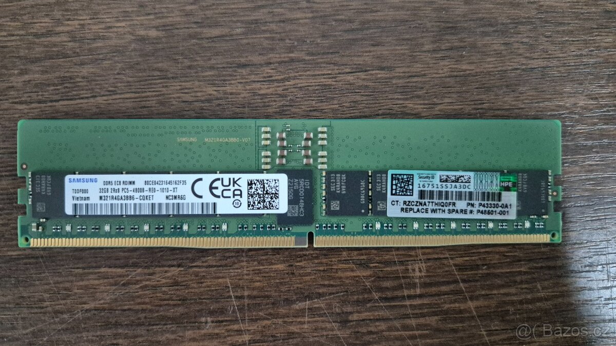HPE DDR5 EC8 RDIMM 32GB 2Rx8 PC5-4800B PN:P43330-0A1