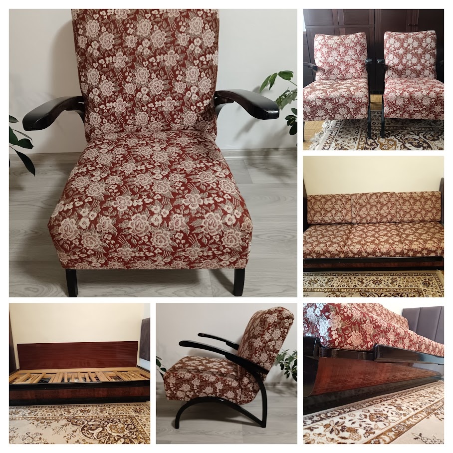 RETRO set - 60. léta - rozkládací gauč + 2 křesla