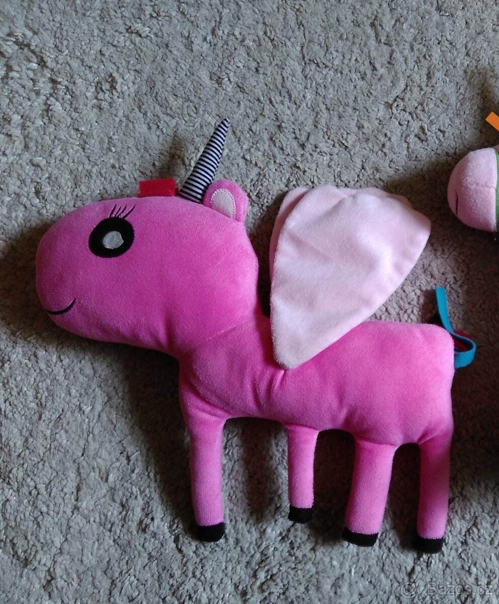 hračka plyšový pony, růžový jednorožec, koník Ikea
