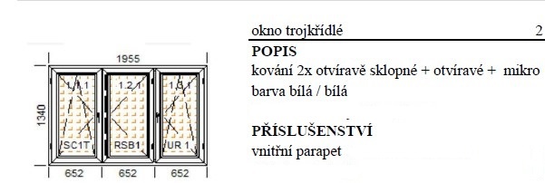 Plastové okno bílé trojkřídlé 1955x1340
