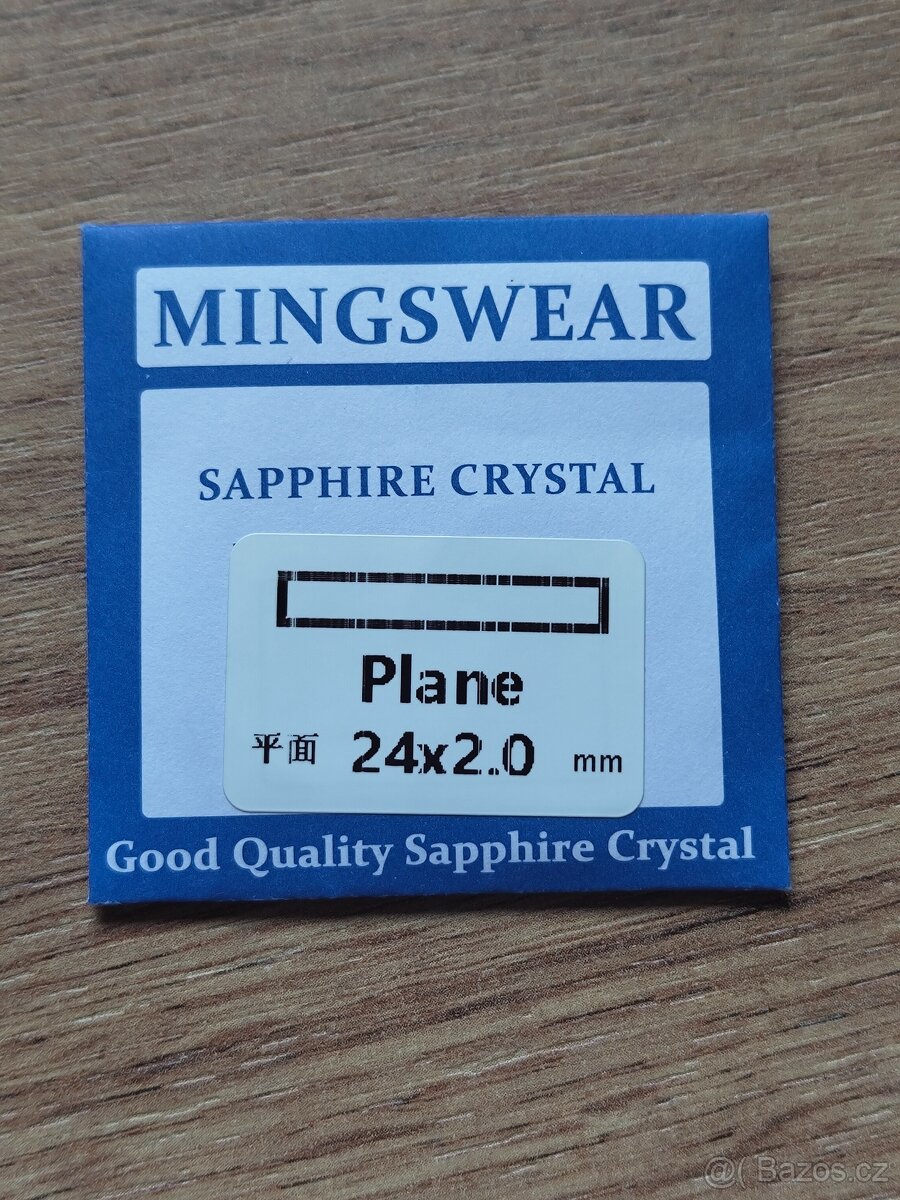 Safírové sklíčko 24x2 mm