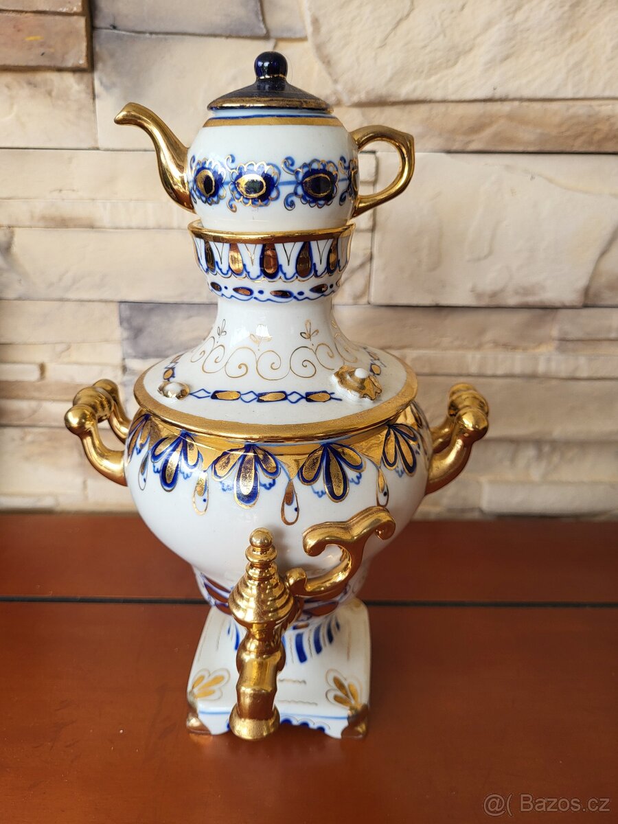 PORCELÁNOVÝ SAMOVAR RUSKÝ- 3 ČÁSTI ; ZNAČENO