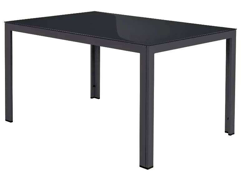 Hliníkový stůl se skleněnou deskou