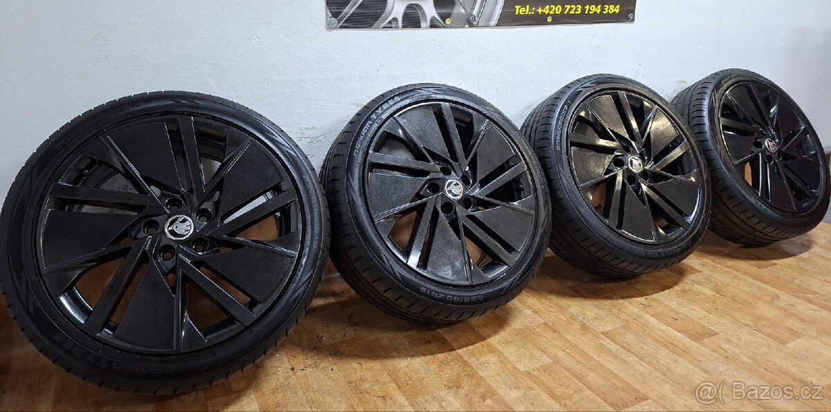 Alu kola R19 5x112 Škoda + letní pneu 235/40/19 Nokian