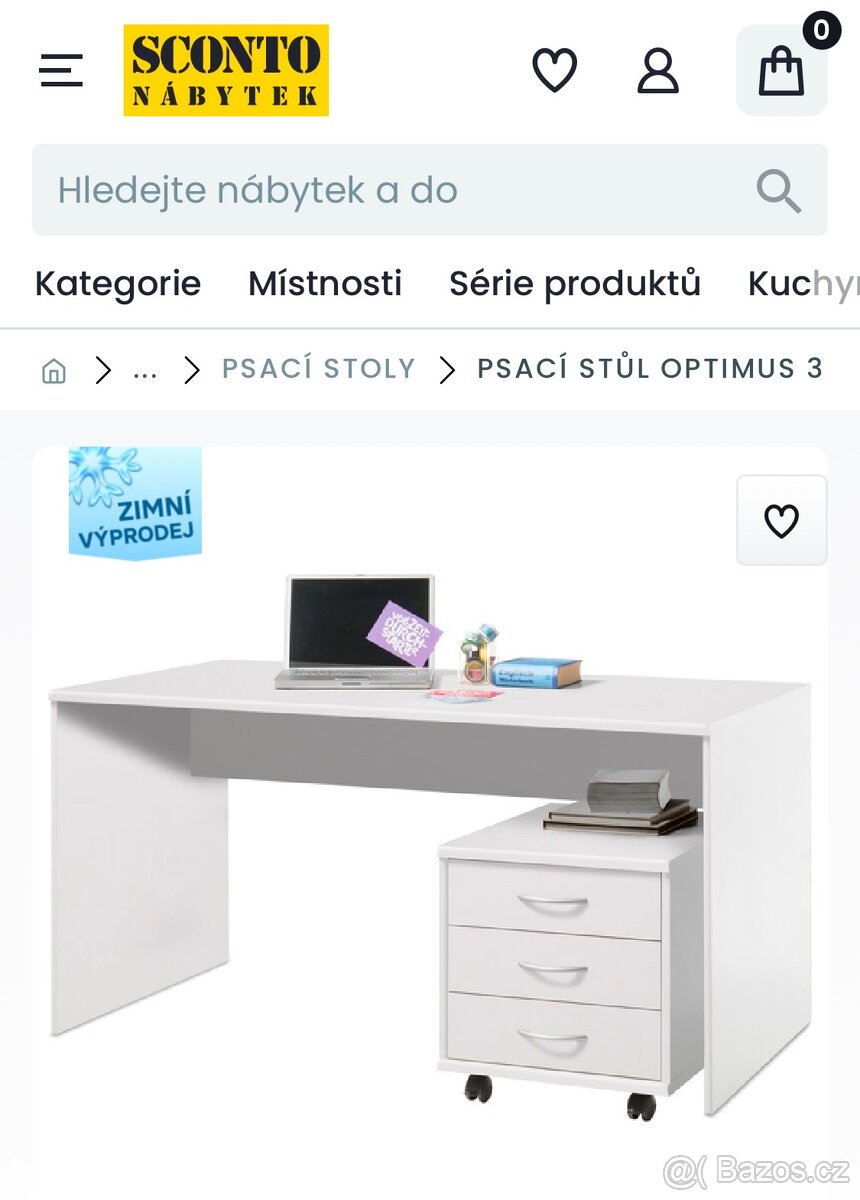 Psací stůl bílé barvy a kancelářské křeslo