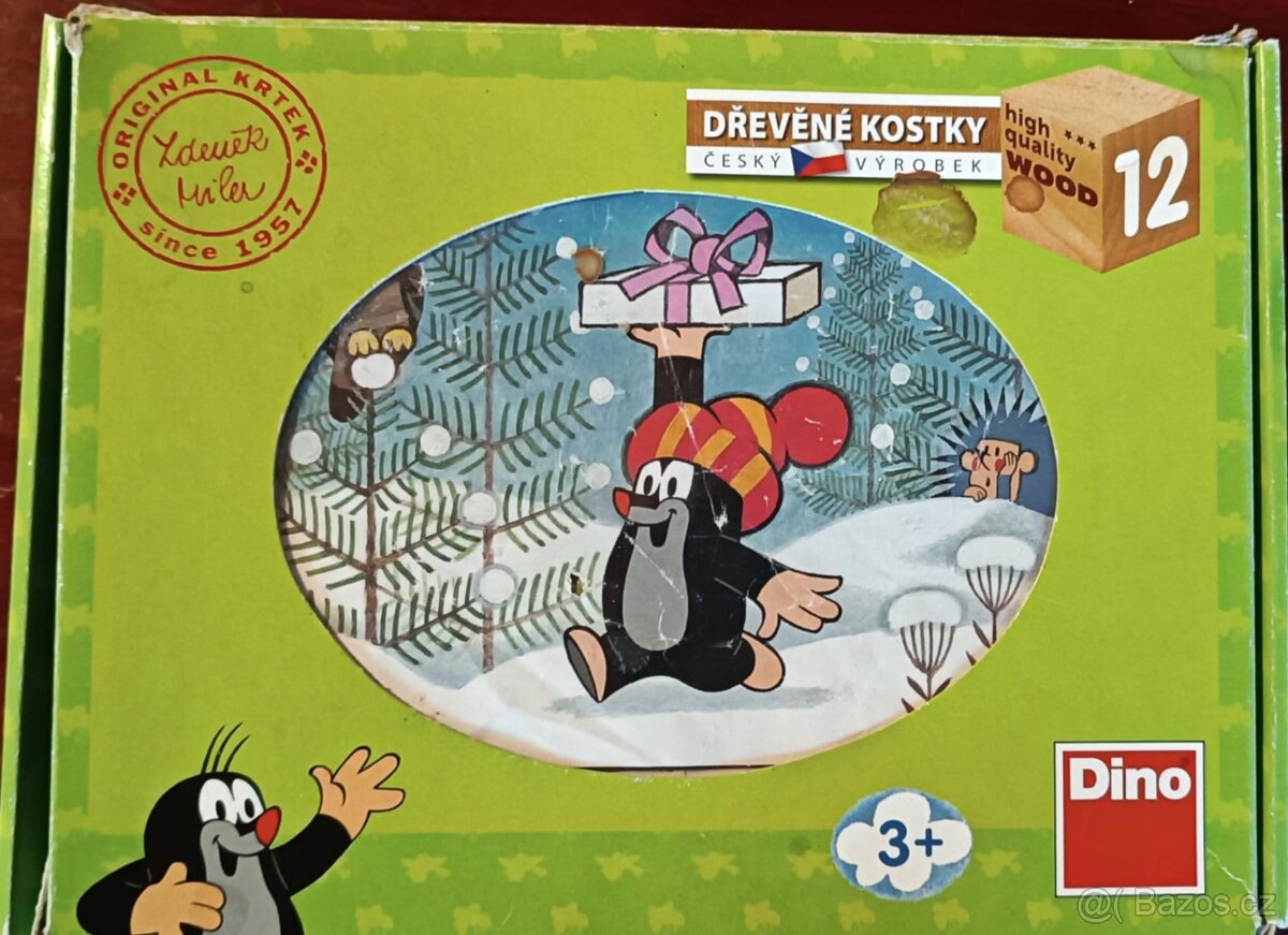 Dřevěné kostky krtek, puzzle Madadaskar, Memory medvídek Pú