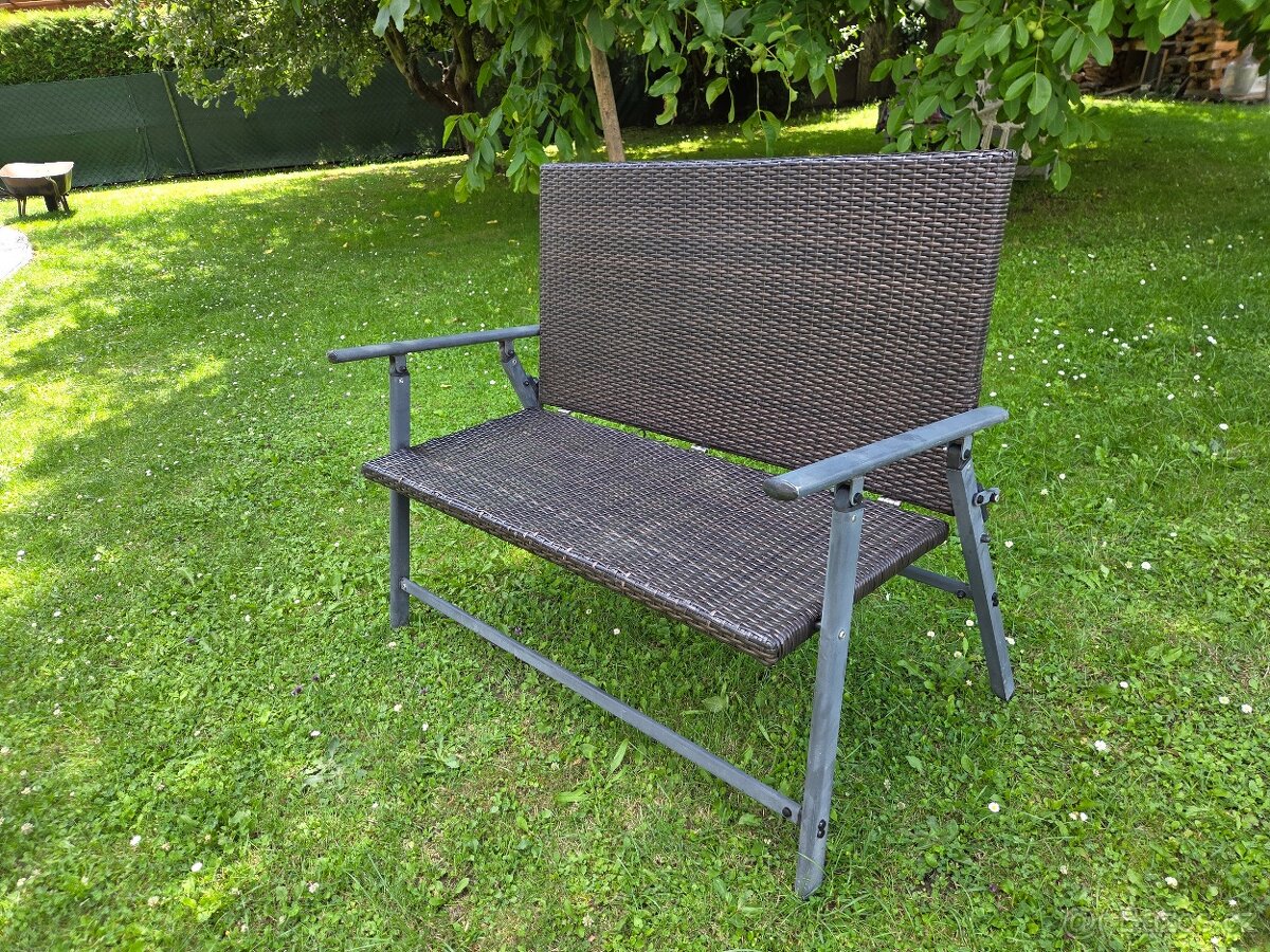 Zahradní ratanová lavice skládací hnědá