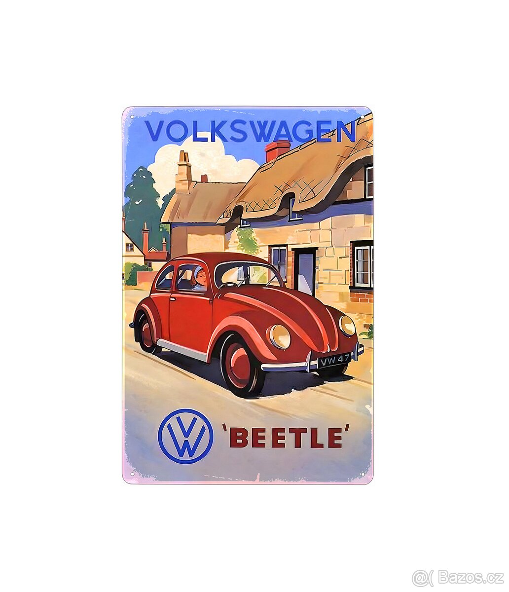 cedule plechová - Volkswagen Brouk (dobová reklama)