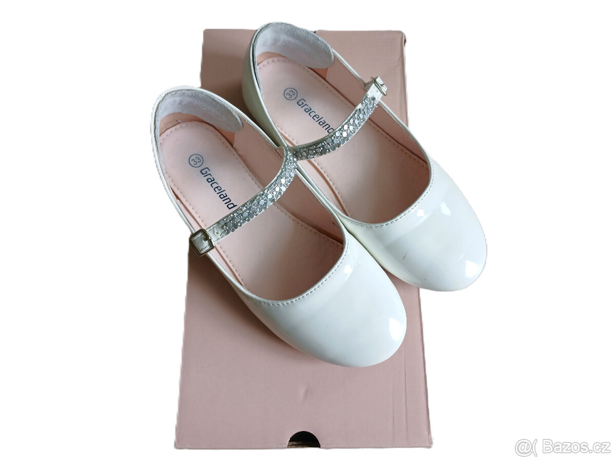 Dívčí bílé baleriny lakovky GRACELAND EU33